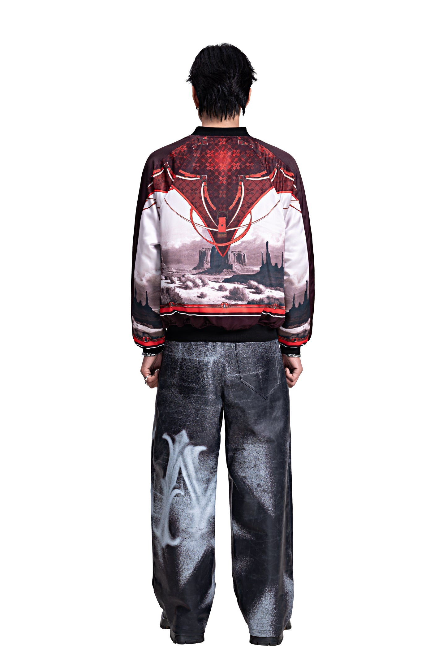 The Monarch Bomber Jacket | Canyon Landscape Print Urban Harness Statement