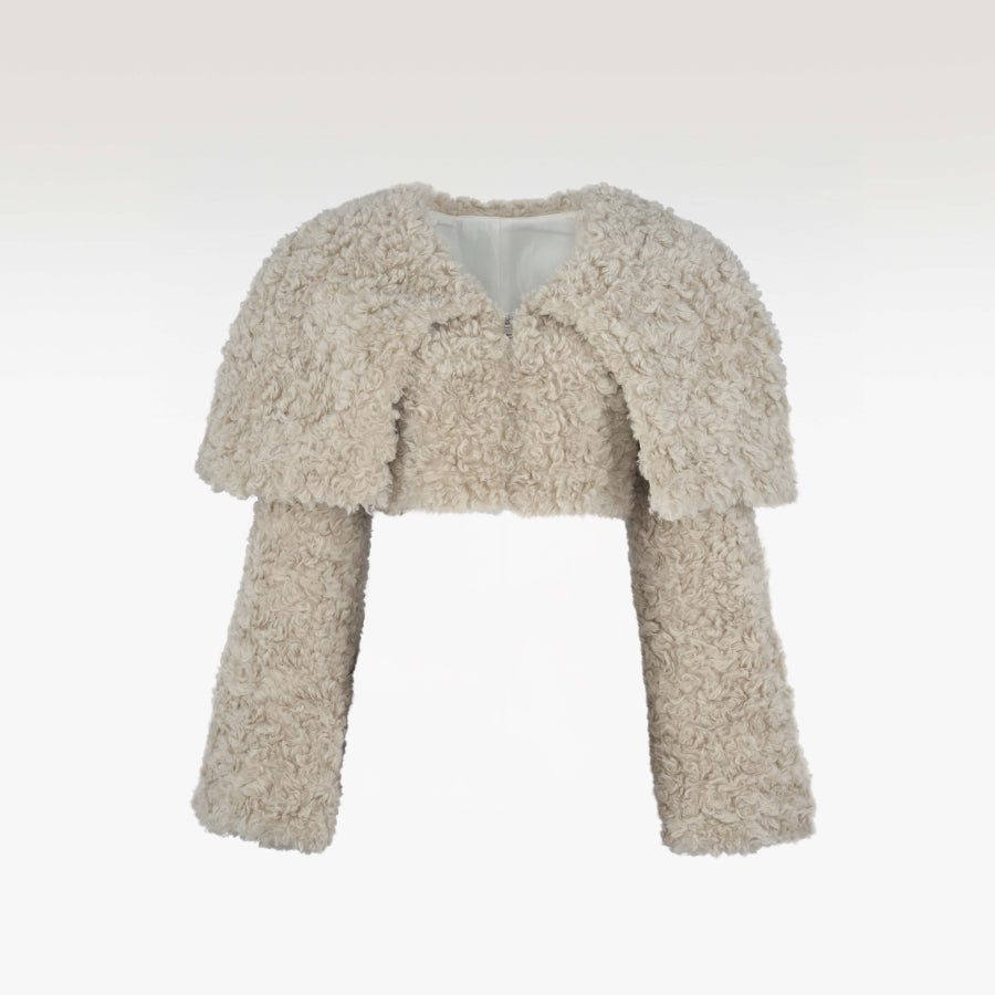 The Teddy Faux Fur Crop | Premium Caramel Textured Luxury Bolero