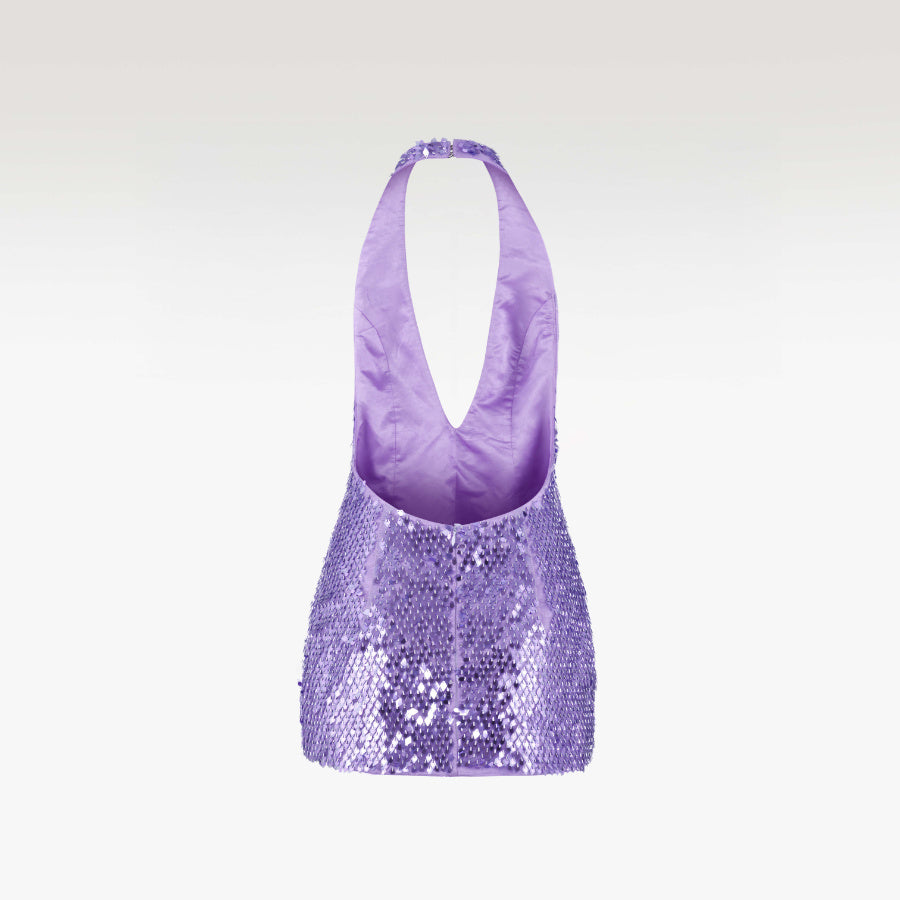 Lavender Dust Fairytale Dress | Premium Sequin Halter Luxury Bodycon
