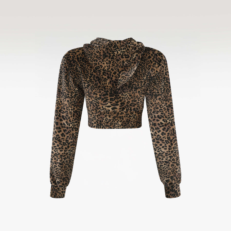 Leopard Luxe Velvet Jacket | Premium Designer Hooded Statement Jacket