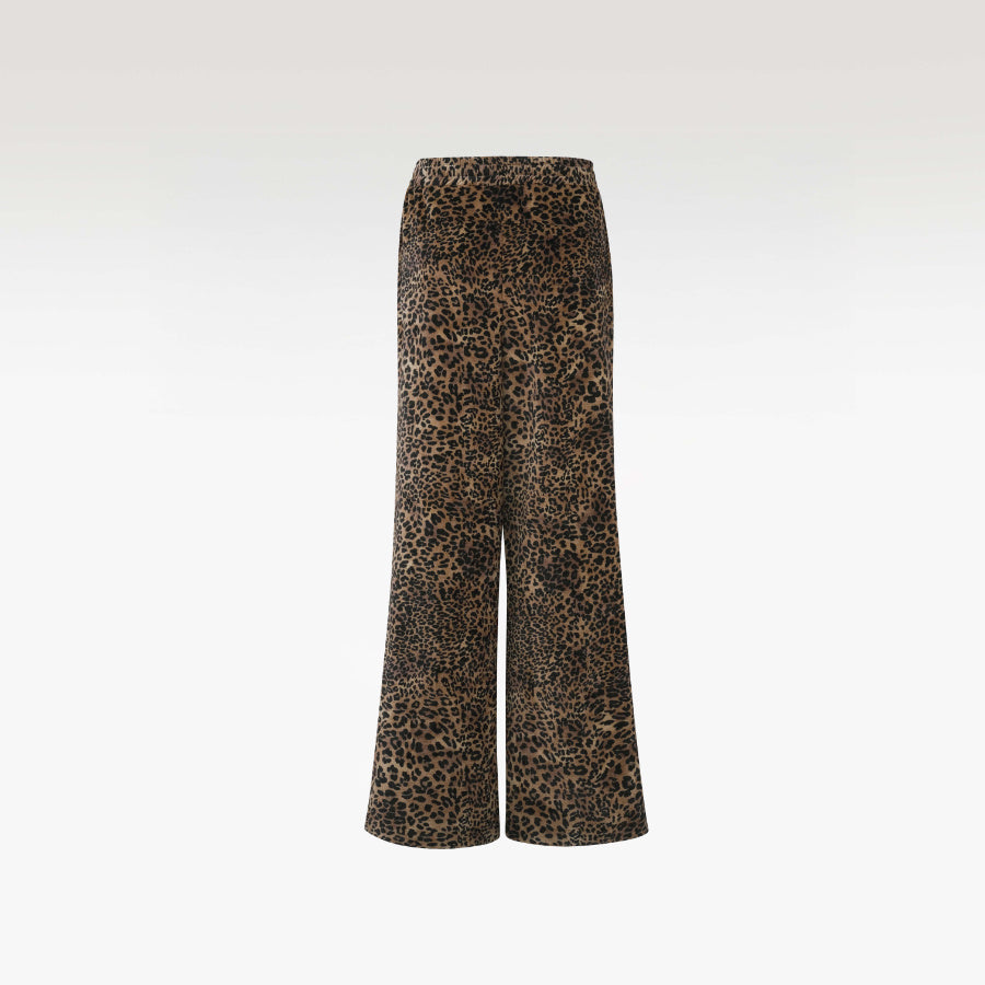 Leopard Velour Pants | Premium Leopard Print Luxury Wide-Leg