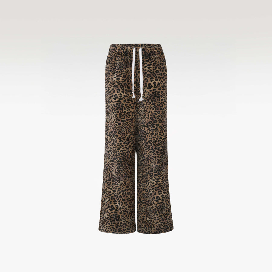 Leopard Velour Pants | Premium Leopard Print Luxury Wide-Leg