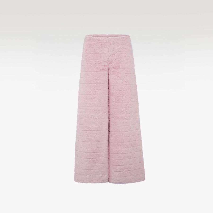 Magnolia Pants | Premium Dusty Pink Faux Fur Luxury Wide-Leg
