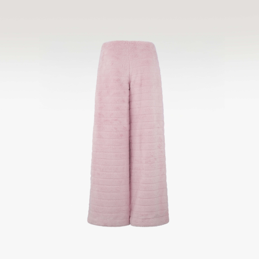 Magnolia Pants | Premium Dusty Pink Faux Fur Luxury Wide-Leg
