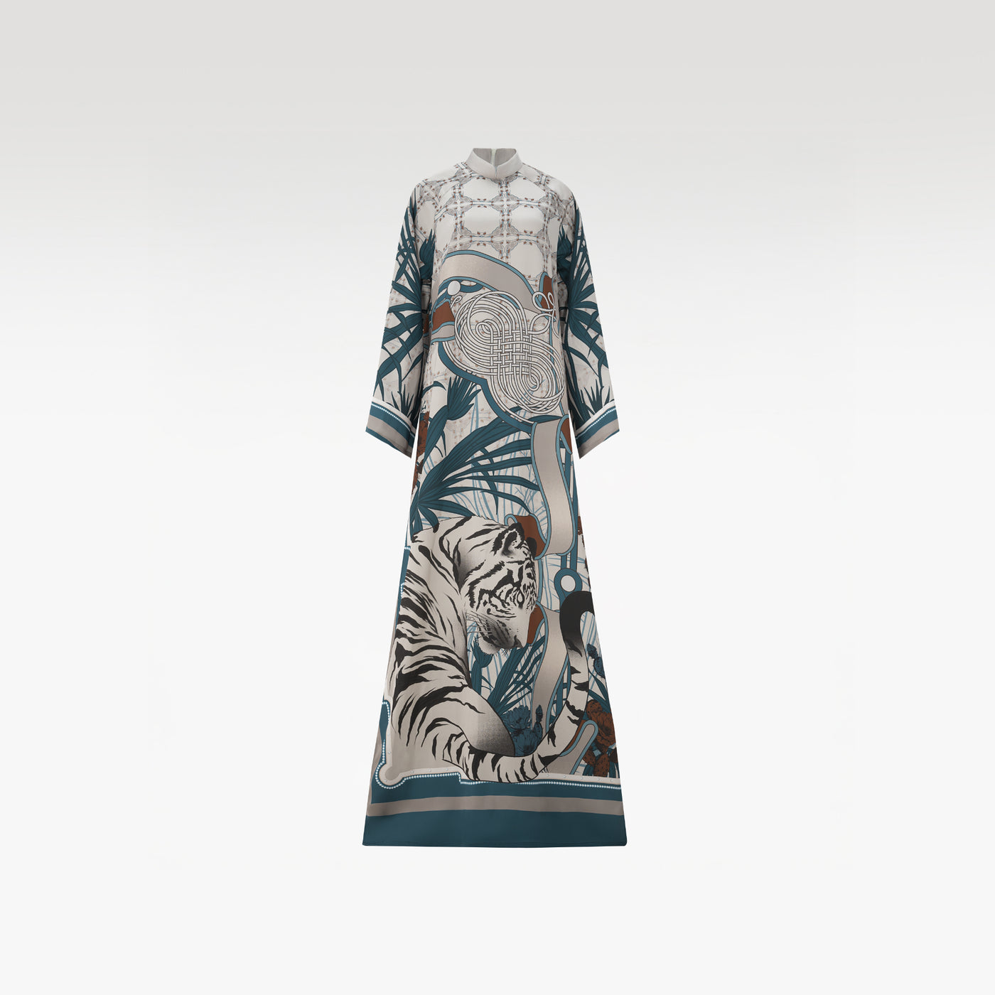"Bach Ho" Ao Dai | White Tiger Imperial Premium Silk Relaxed