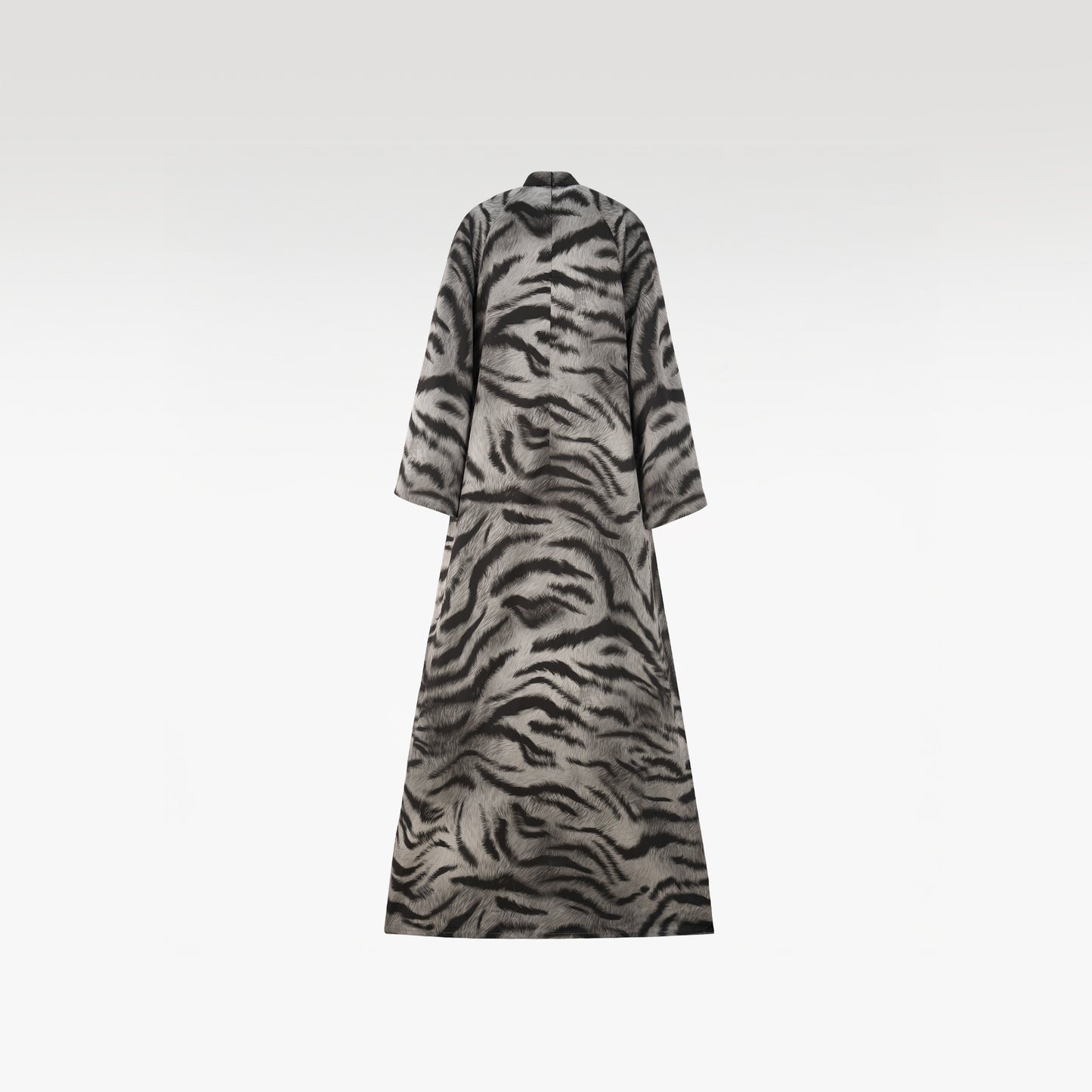 "Bach Van" Ao Dai | White Tiger Print Premium Silk Relaxed Imperial