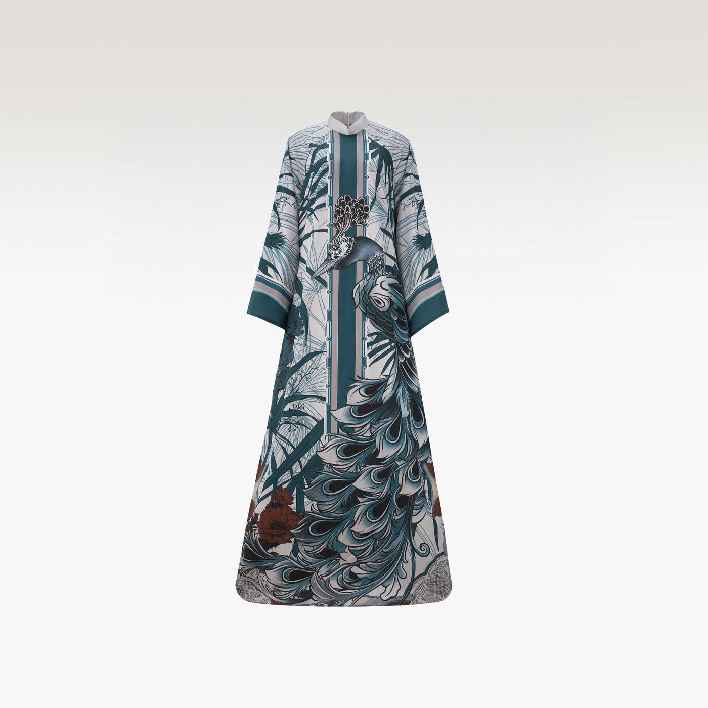 "Thanh Tuoc" Ao Dai | Azure Peacock Imperial Premium Silk Relaxed For Women