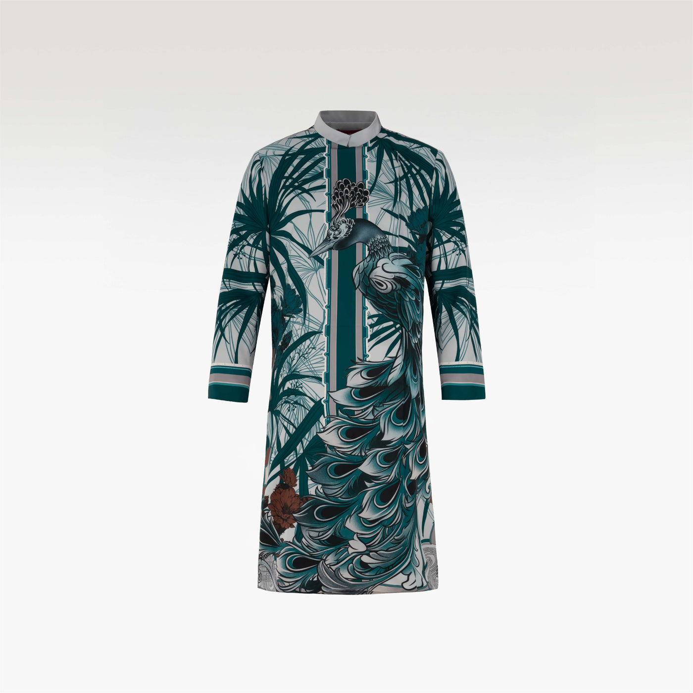 "Thanh Tuoc" Ao Dai | Azure Peacock Imperial Premium Silk Relaxed For Men