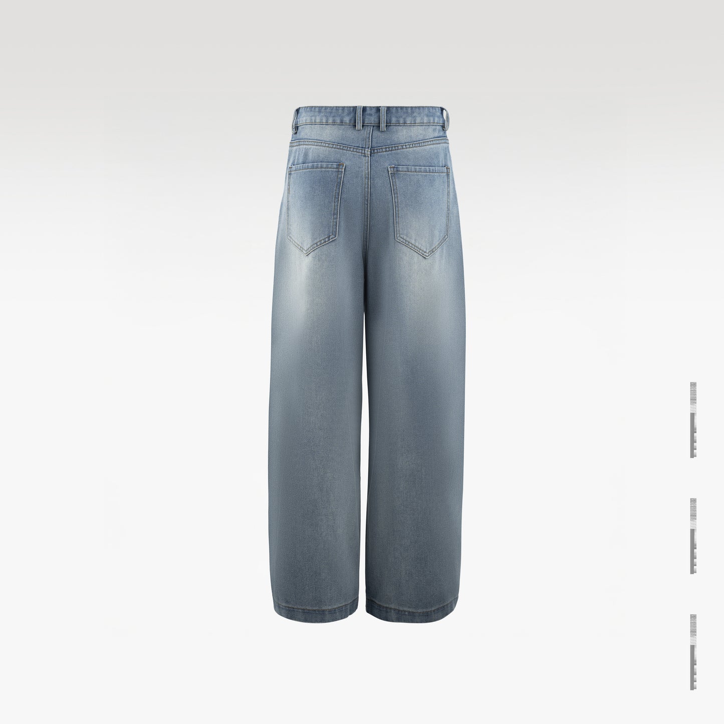 Fade Line Jeans | Architectural Paneled Wide-Leg Denim - Vintage Indigo Fade Streetwear Pants