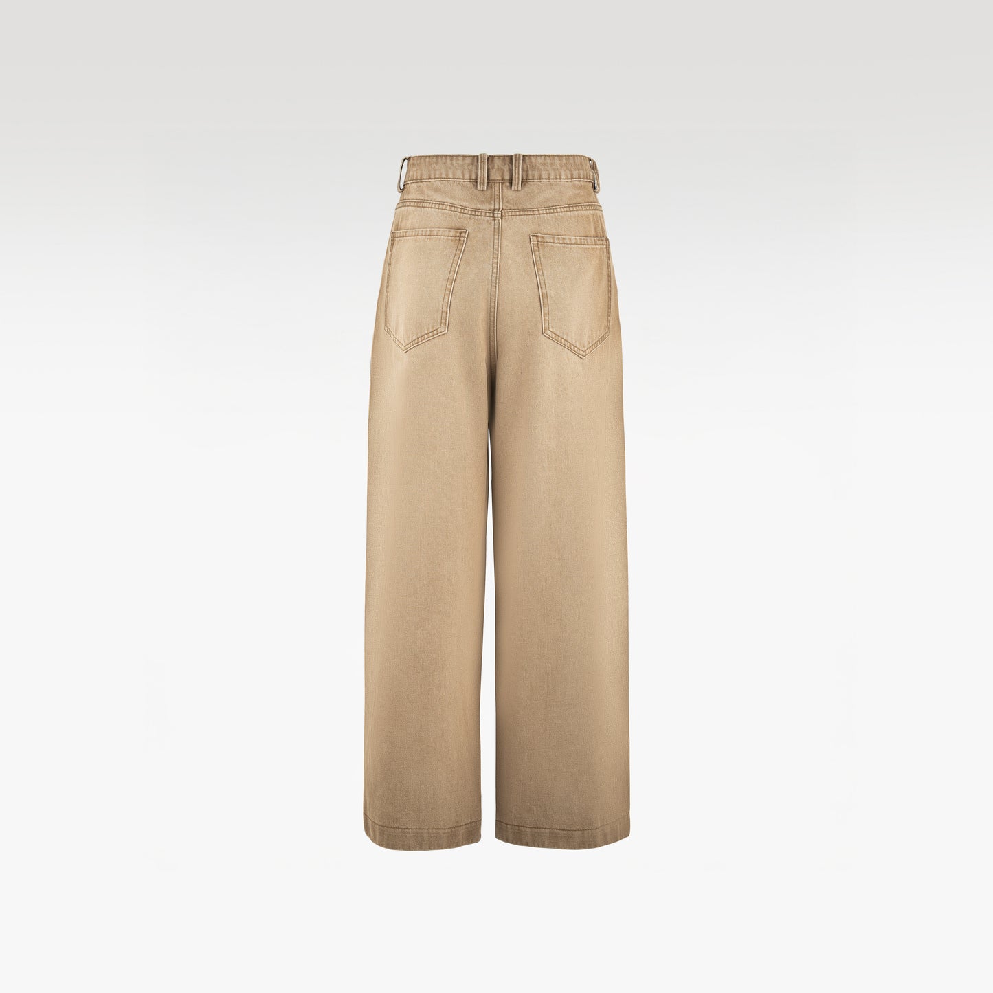 Dune Line Jeans | Wide Leg Paneled Denim - Vintage Sand Wash Earth Tone Streetwear Pants