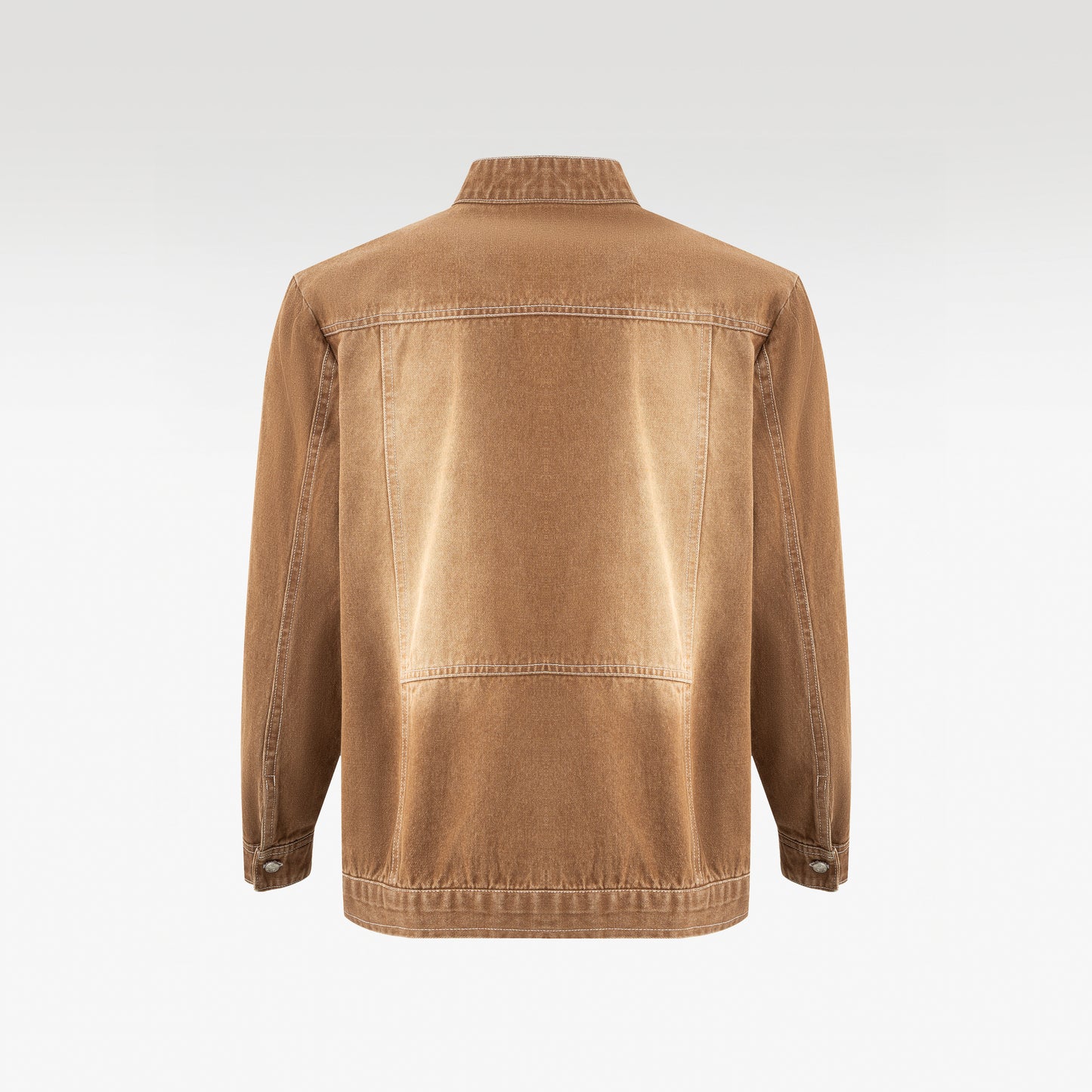 Dune Zip Denim Jacket | Vintage Sand Wash Mock Neck - Premium Heavyweight Slim-Fit Earth Tone Outerwear