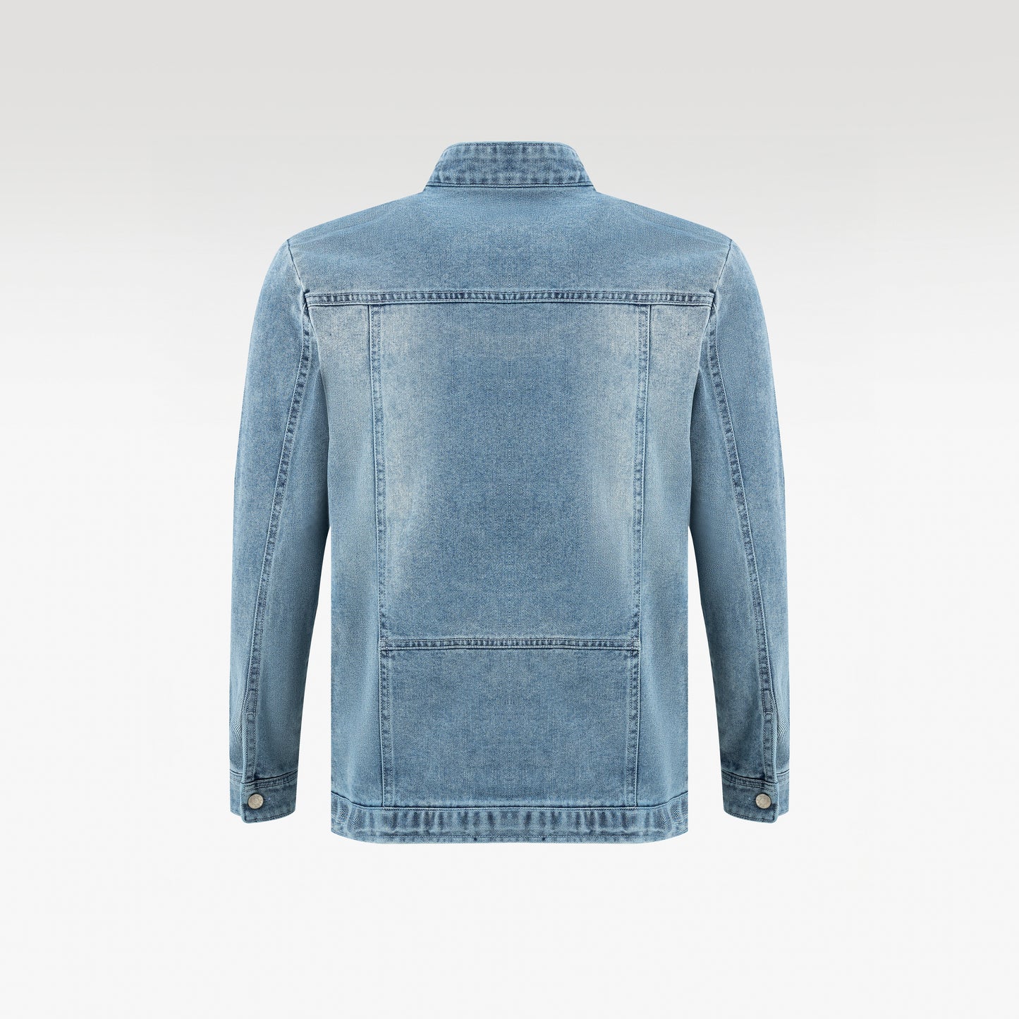Fade Zip Denim Jacket | Vintage Indigo Fade Mock Neck - Premium Heavyweight Slim-Fit Streetwear Outerwear