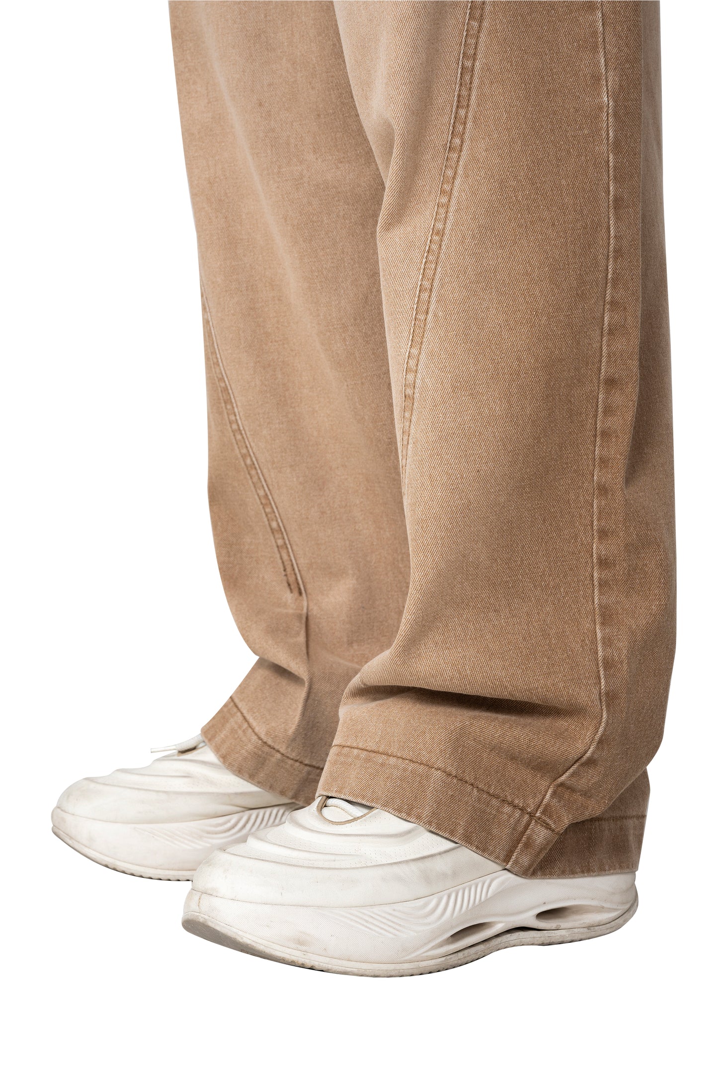 Dune Line Jeans | Wide Leg Paneled Denim - Vintage Sand Wash Earth Tone Streetwear Pants