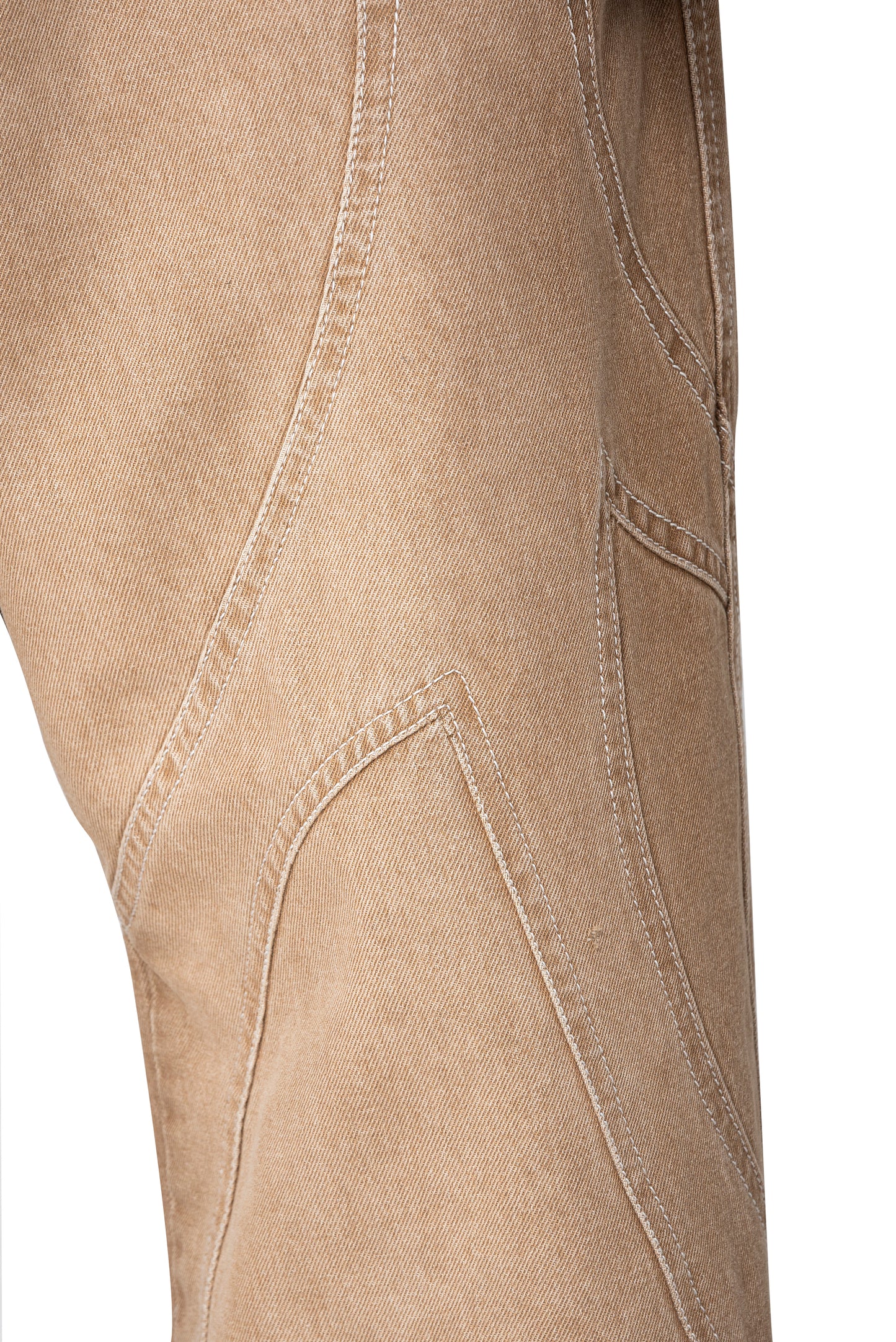 Dune ARC Jeans | Curved Paneled Wide-Leg Denim - Vintage Sand Wash Streetwear Pants