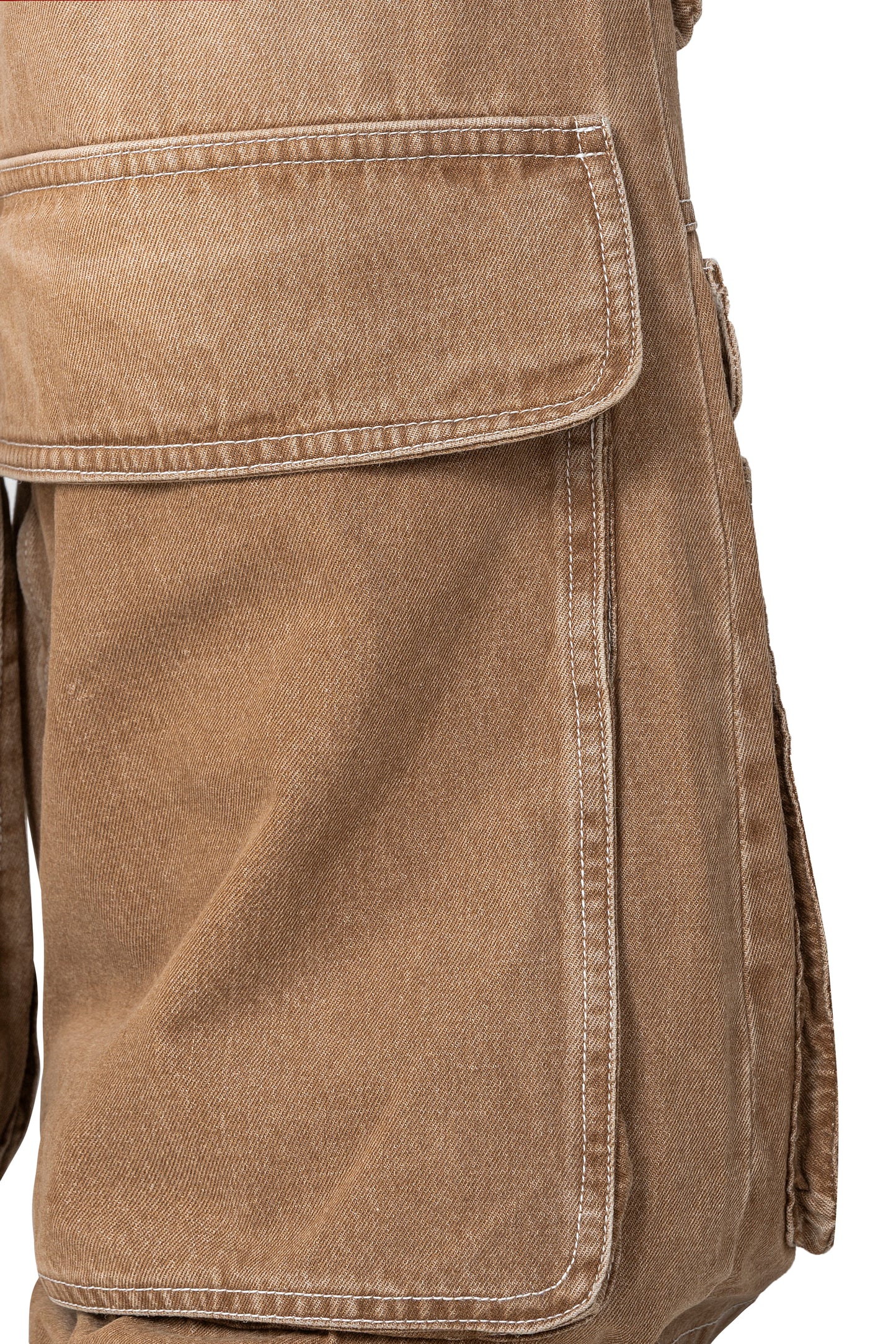 Dune Stack Cargo Pants | 3D Multi-Pocket Wide Leg Denim - Vintage Sand Wash High-Utility Streetwear