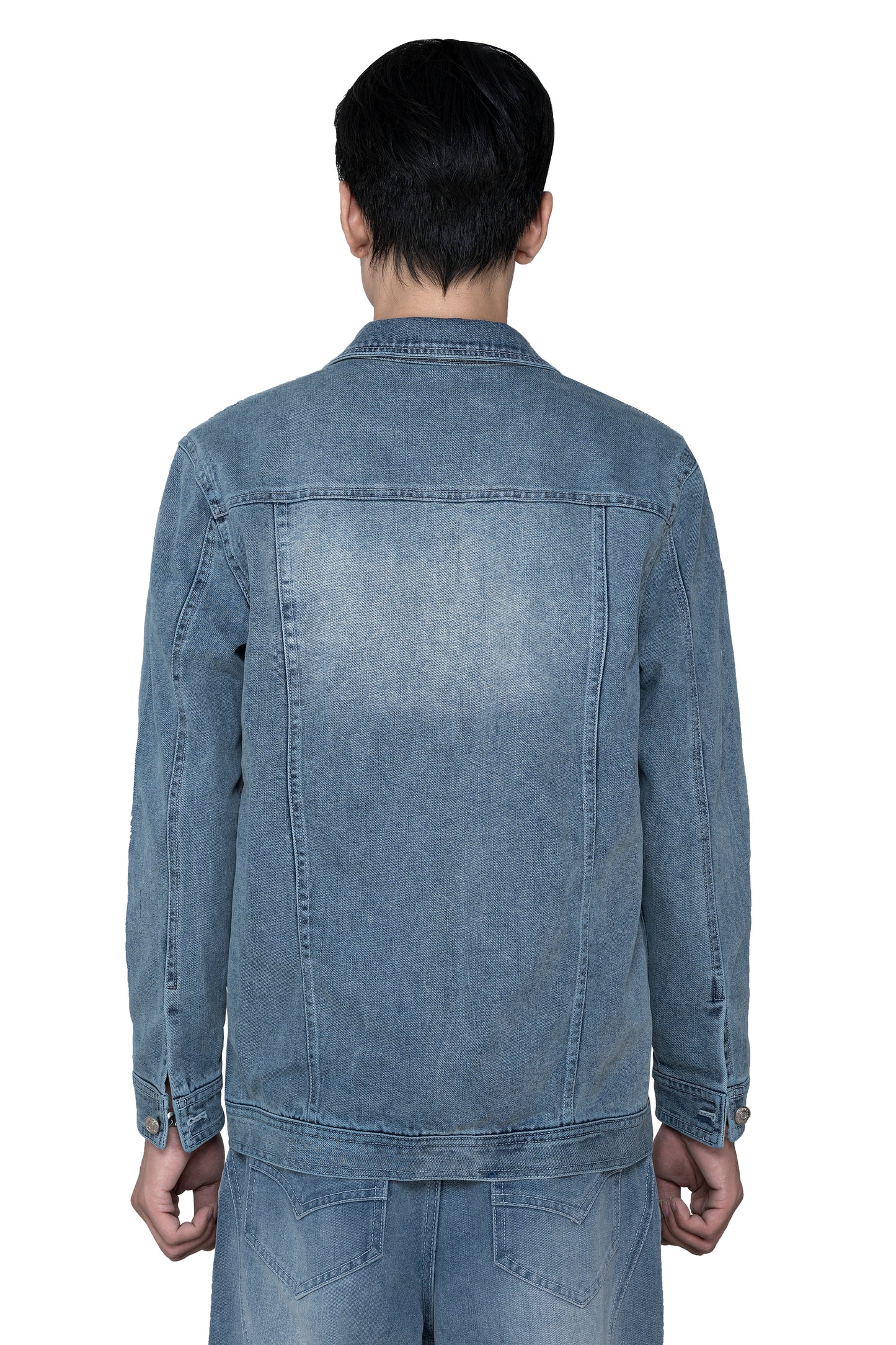 Fade Origin Denim Jacket | Vintage Indigo Fade Trucker - Premium Heavyweight Paneled Streetwear Outerwear