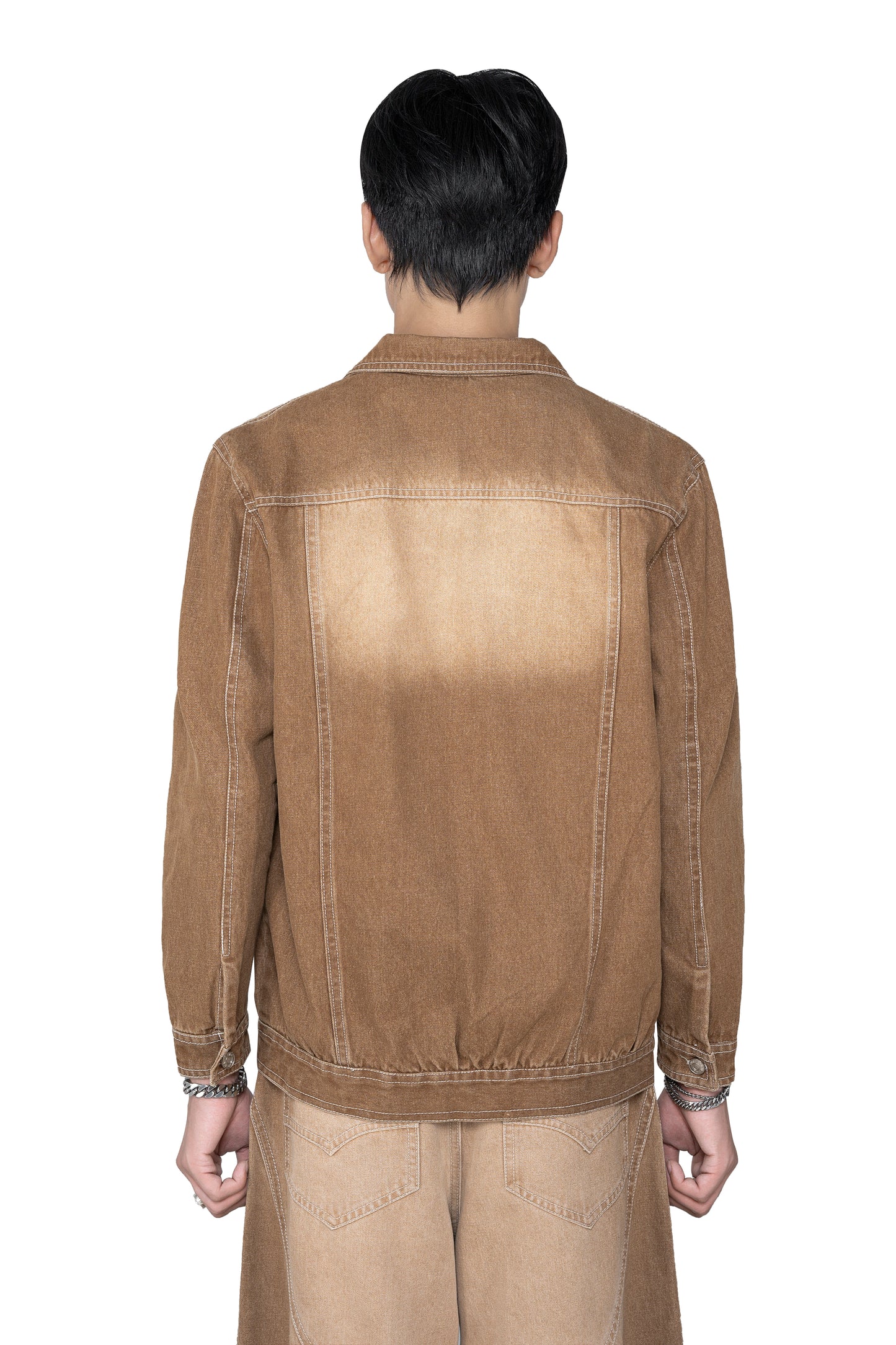 Dune Origin Denim Jacket | Vintage Sand Wash Trucker - Premium Heavyweight Paneled Earth Tone Outerwear