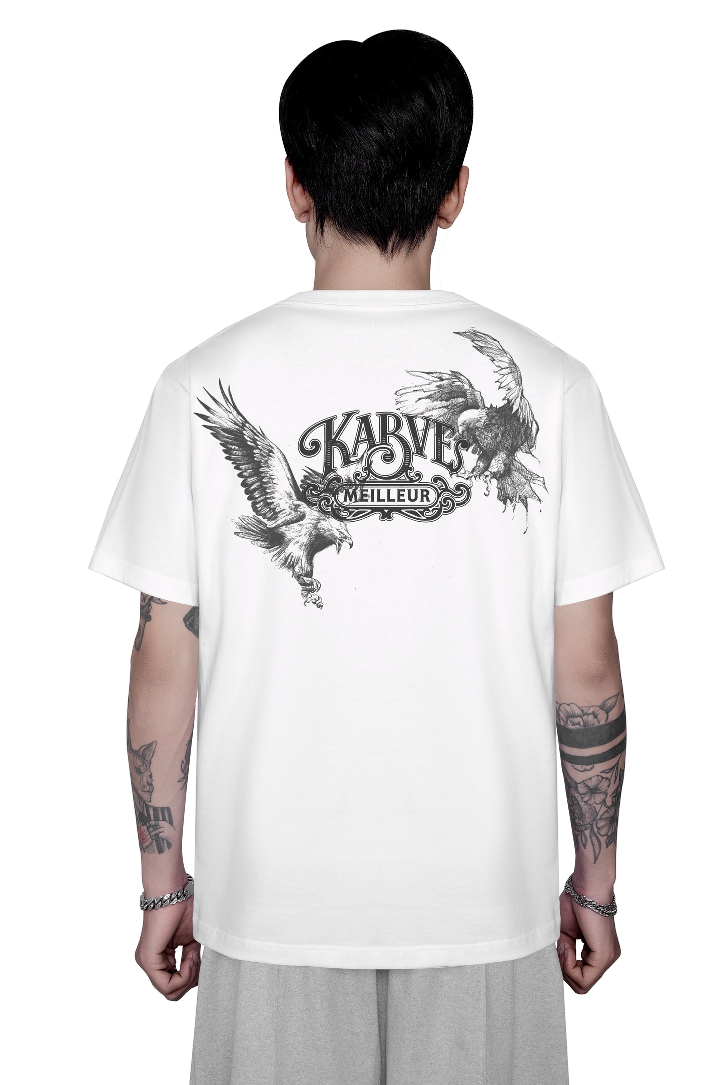 Eagle Slim Fit T-Shirt | Premium Cotton Graphic Tee - Distressed Eagle Illustration White Streetwear Top