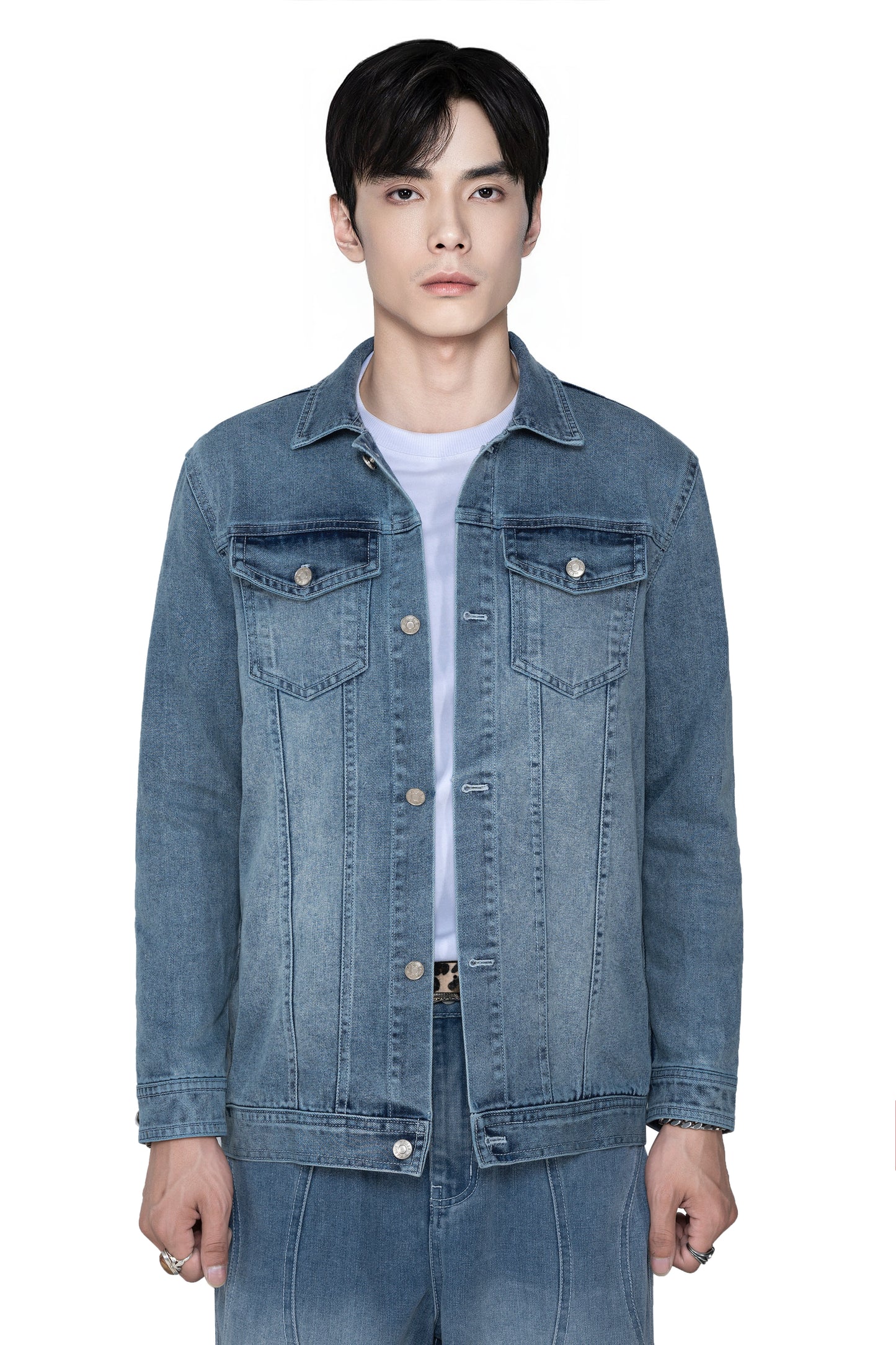 Fade Origin Denim Jacket | Vintage Indigo Fade Trucker - Premium Heavyweight Paneled Streetwear Outerwear