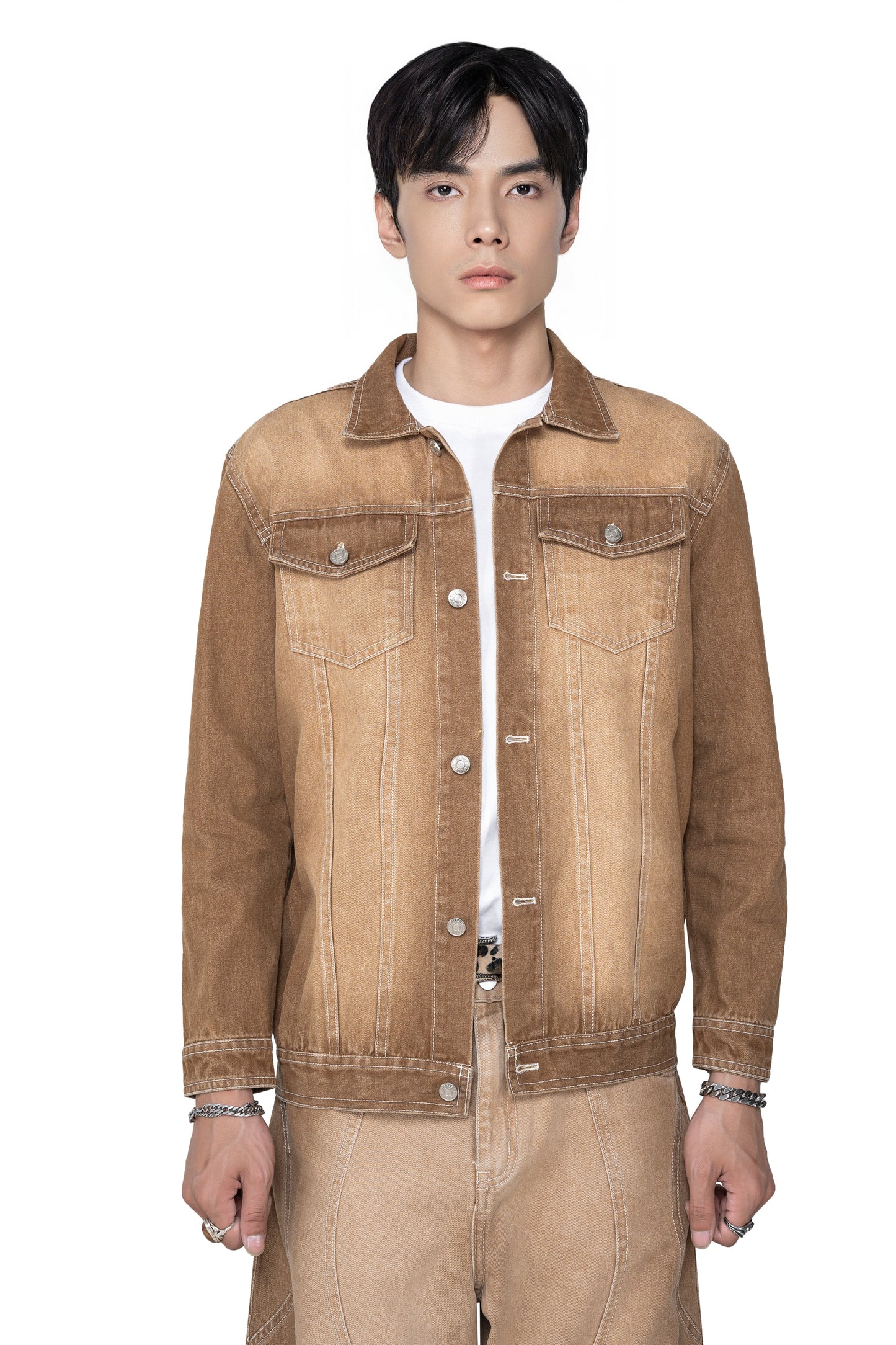 Dune Origin Denim Jacket | Vintage Sand Wash Trucker - Premium Heavyweight Paneled Earth Tone Outerwear