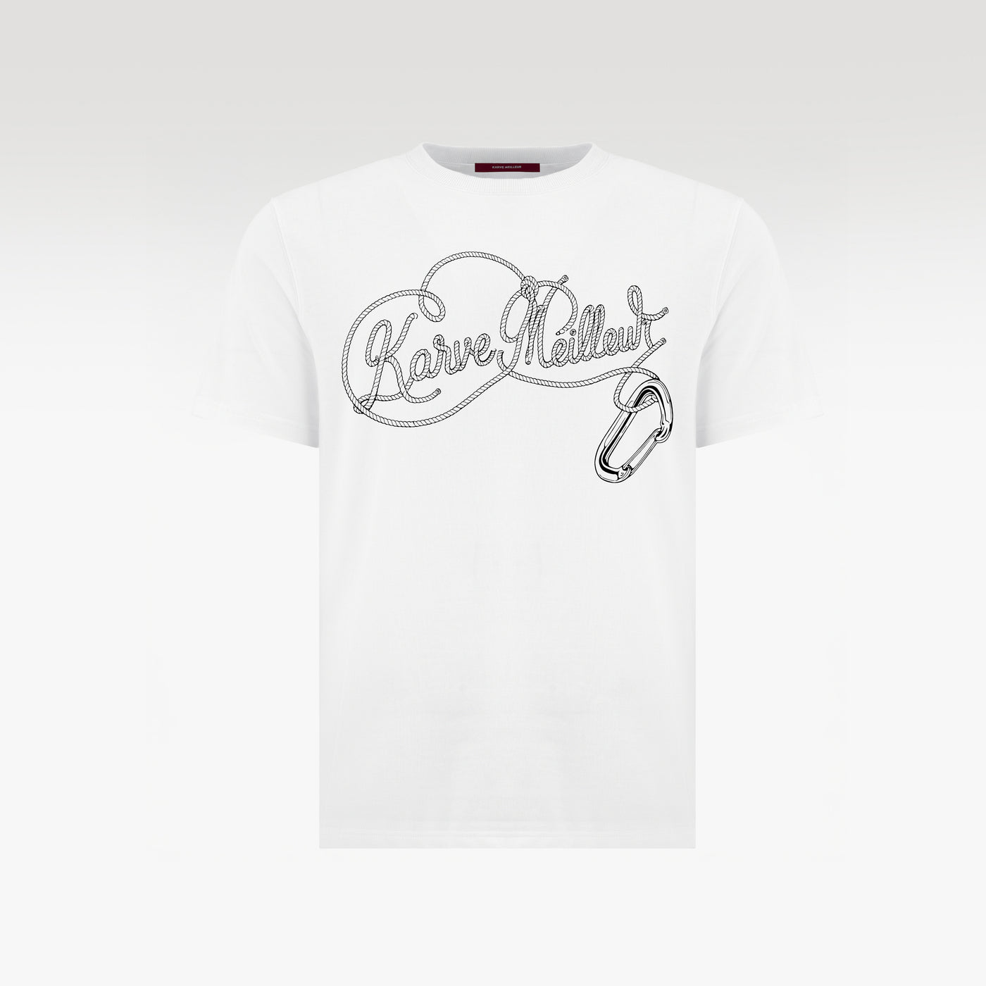 Iron Knot Slim Fit T-Shirt | Premium Cotton Graphic Tee - Technical Rope & Carabiner White Streetwear Top