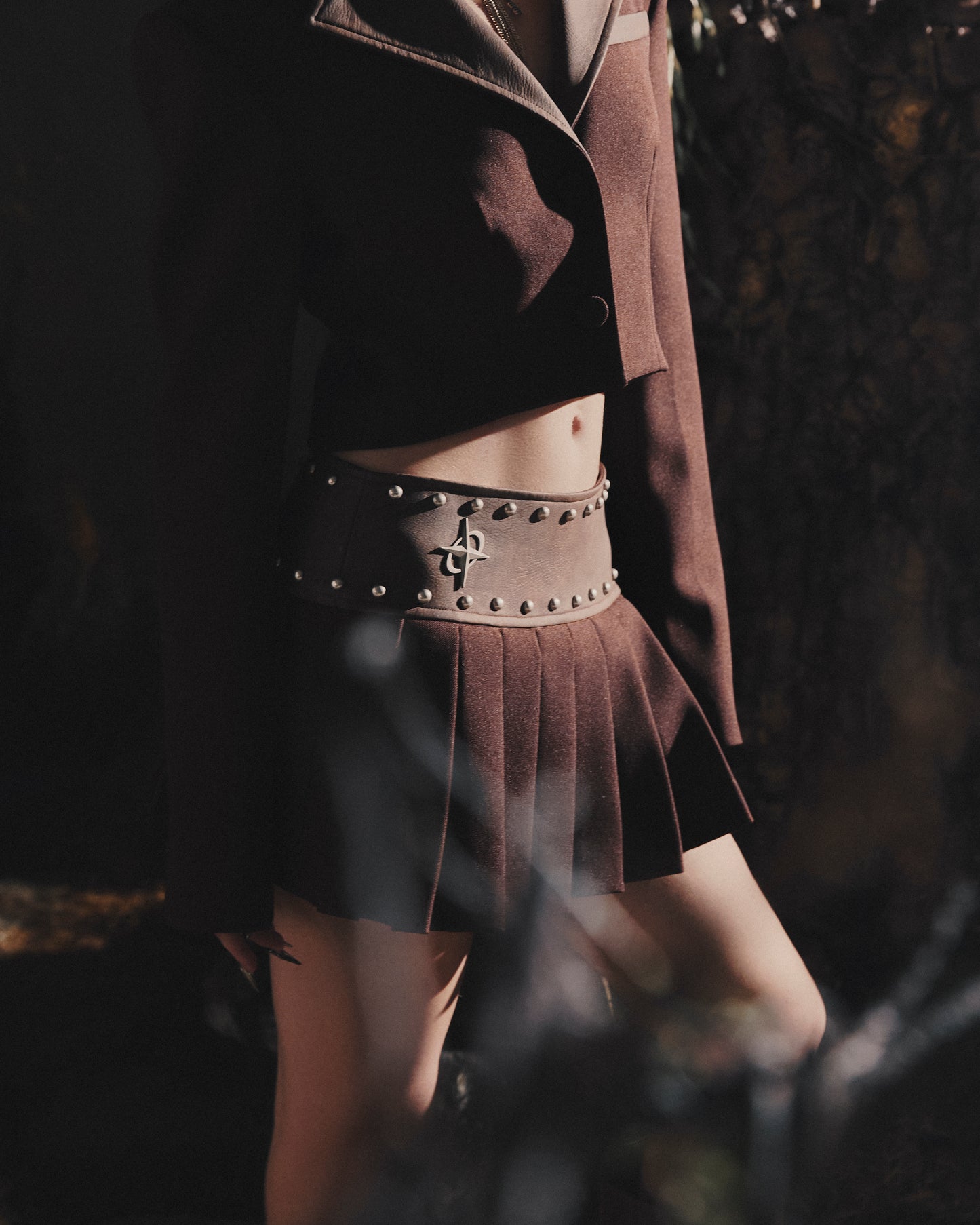 Wild Moss Blazer | Tailored Fit Faux Leather Cropped Structured Designer Streetwear