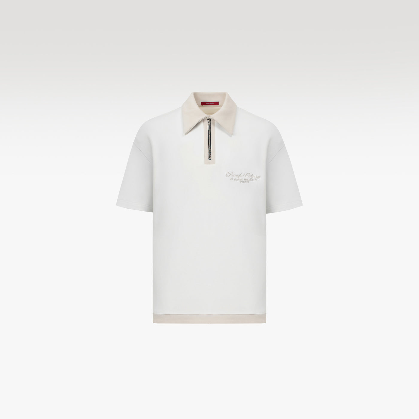 The Odyssey Knit Polo | Premium Off-White Knit Fabric with Metal Zip Closure