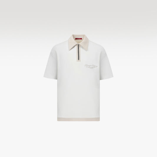 The Odyssey Knit Polo | Off-White Knit Slogan Embroidered Streetwear