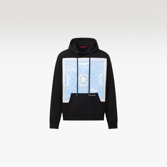 Meta Square Hoodie | Oversized French Terry Silk Panel Graphic Print Premium Streetwear