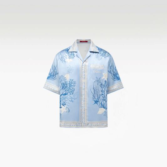 Rococo Coraline Blue Silk Shirt | Premium Printed Silk Refined Streetstyle Mermaid
