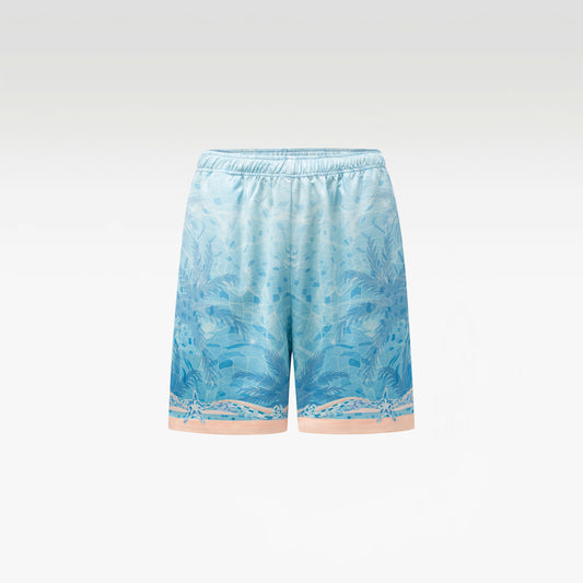 Iridescent Mosaic Silk Shorts |  Premium Printed Silk Ocean Opulence Turquoise Pearl Gradient