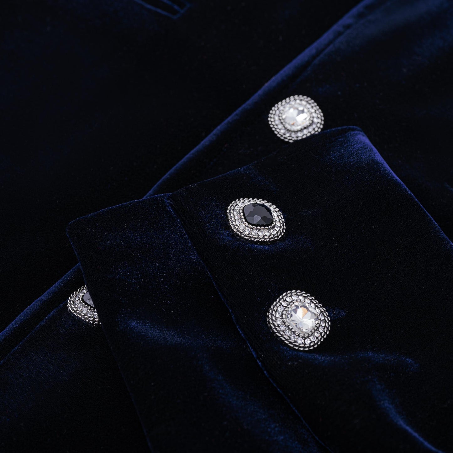 Navy Reverie Jacket |  Luxury Velvet Street Style Jacket, Signature Embroidered Decadent Bee