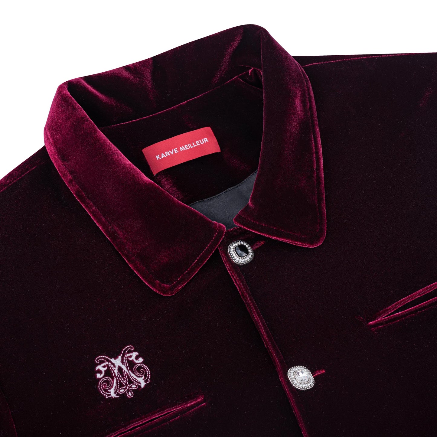 Crimson Reverie Jacket | Luxury Velvet Street Style Jacket, Signature Embroidered Decadent Bee