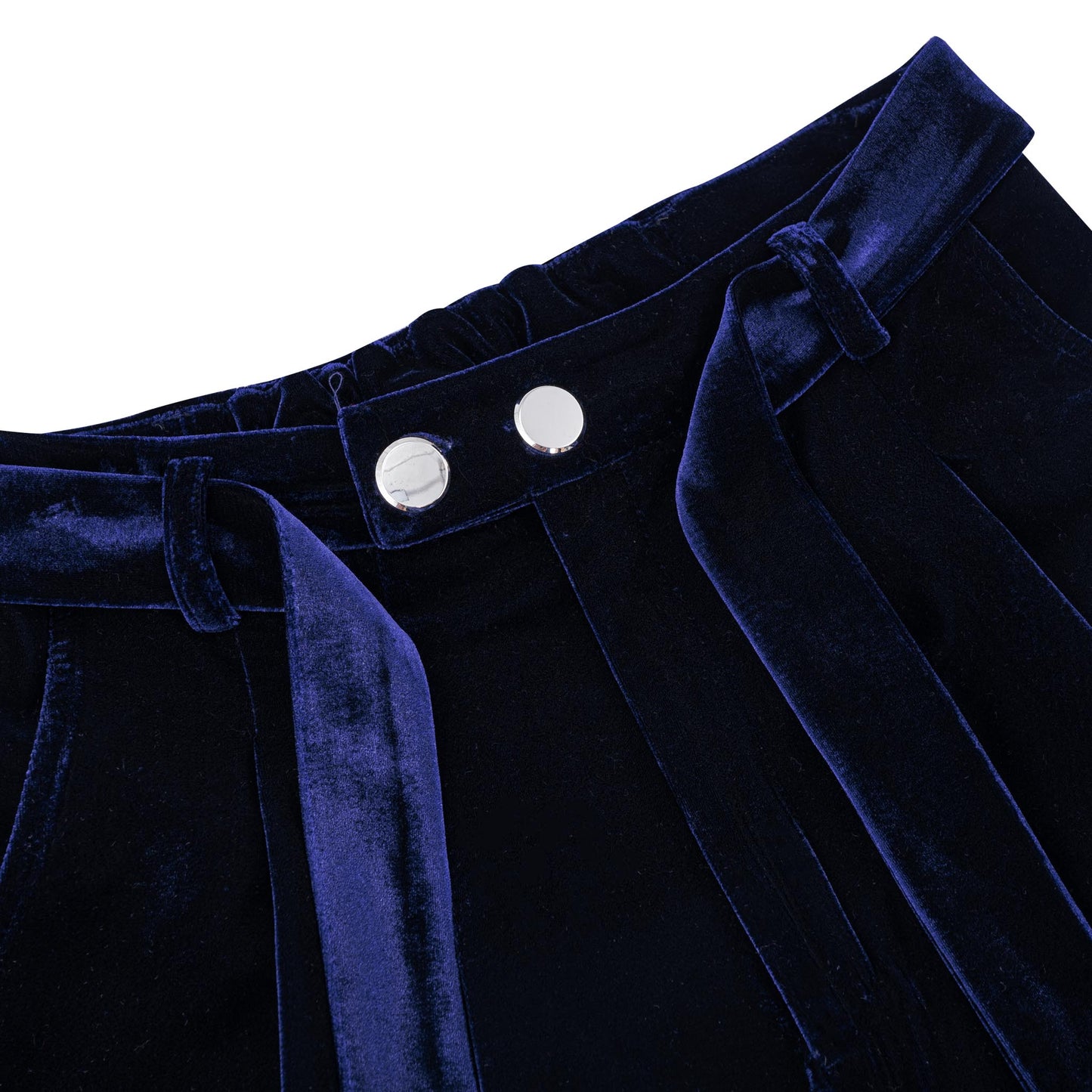 Navy Reverie Trousers | Premium Velvet, High-Waist Fluid Wide-Leg Silhouette