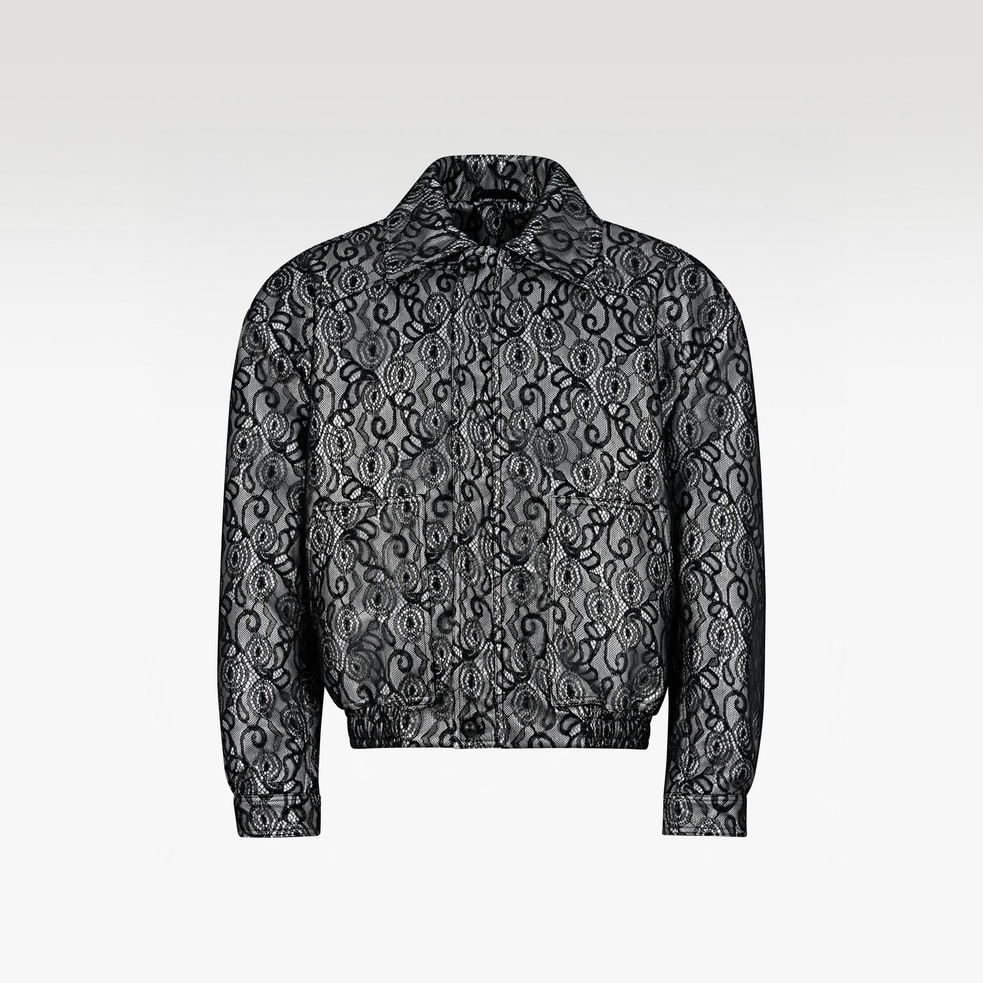 The Shadow Monarch Faux Leather Jacket | Dark Romantic Opulence Black Lace Overlay