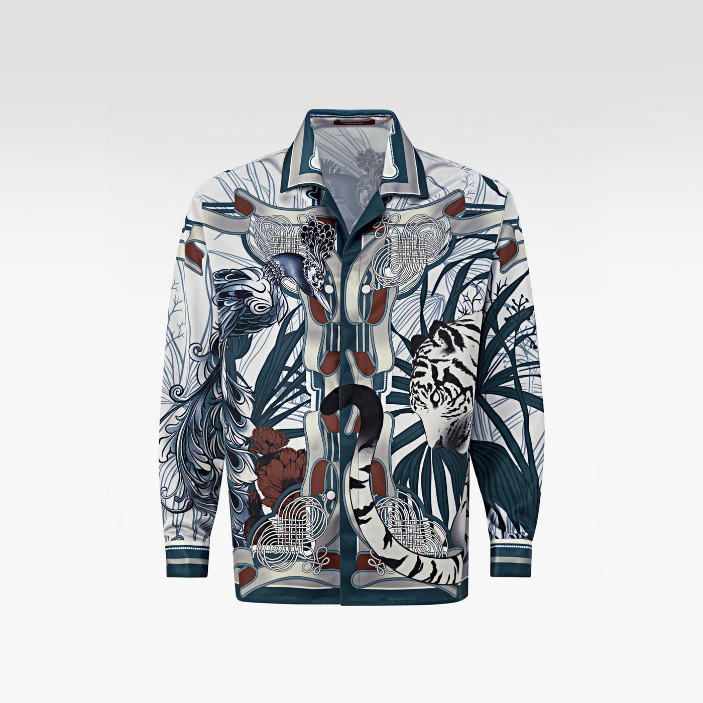 The Jade Veil Tapestry Silk Shirt | Premium Silk Relaxed Vintage