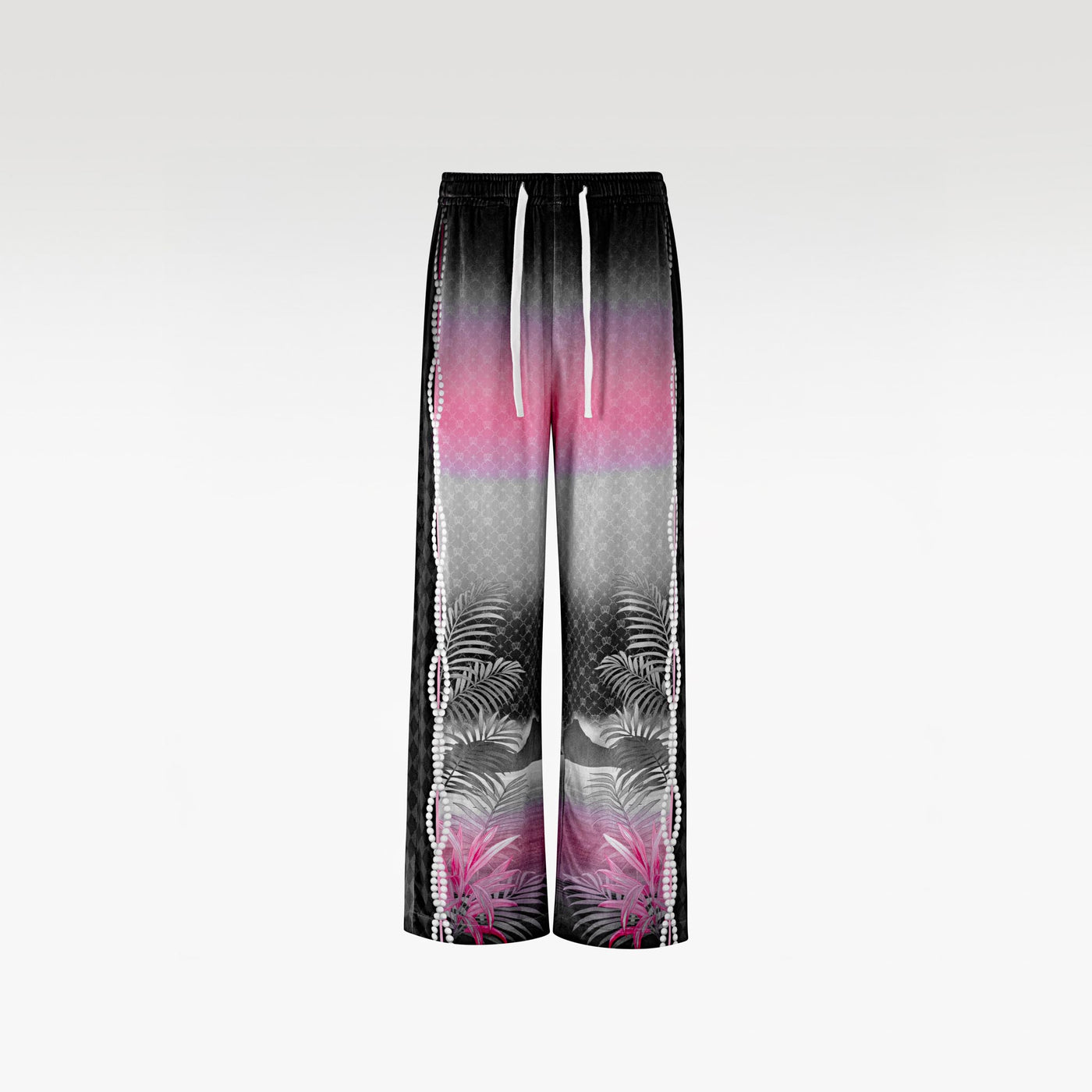 The Pink Smoke Paradise Velvet Pants | Premium Velvet Tropical Psychedelic Print