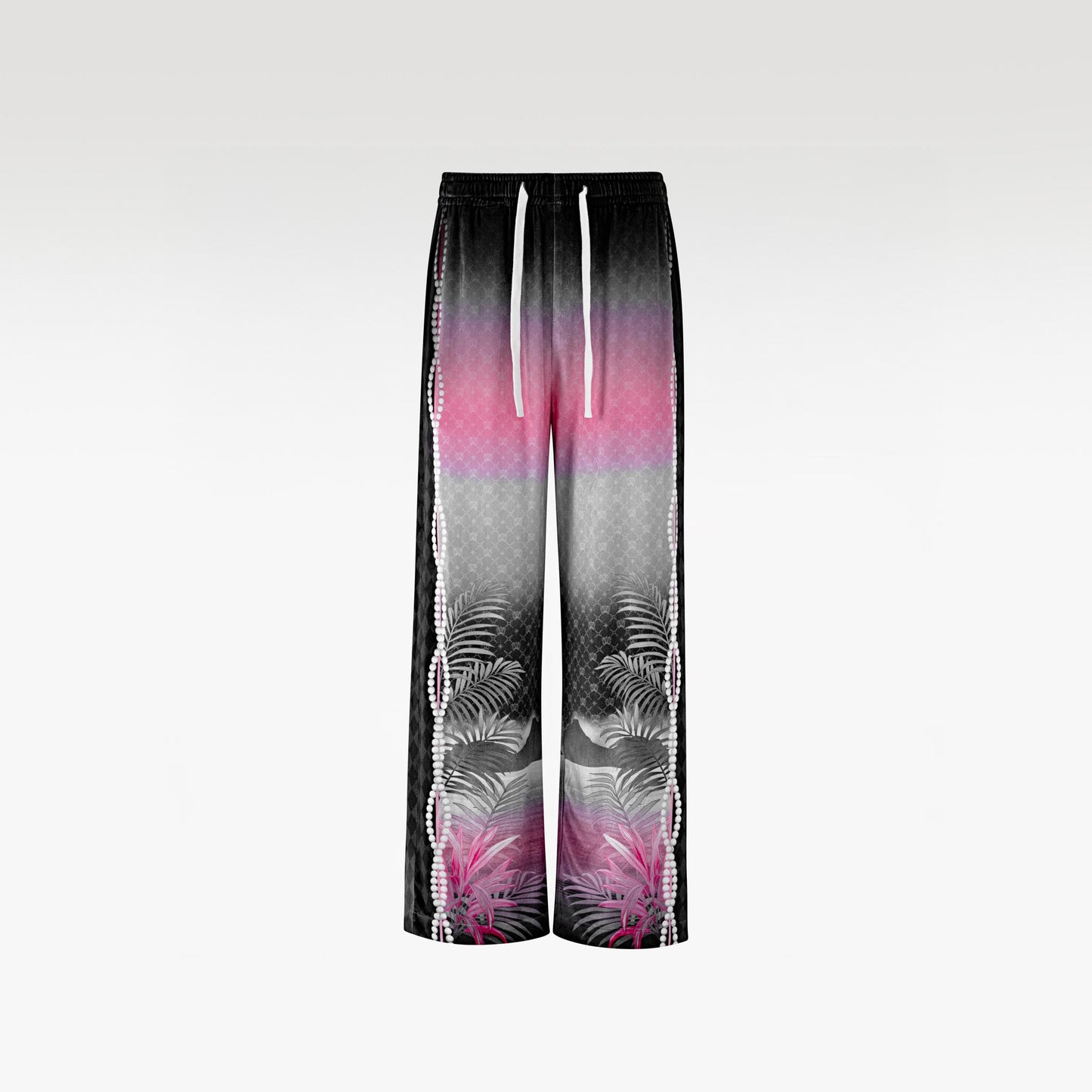 The Pink Smoke Paradise Velvet Pants | Premium Velvet Tropical Psychedelic Print