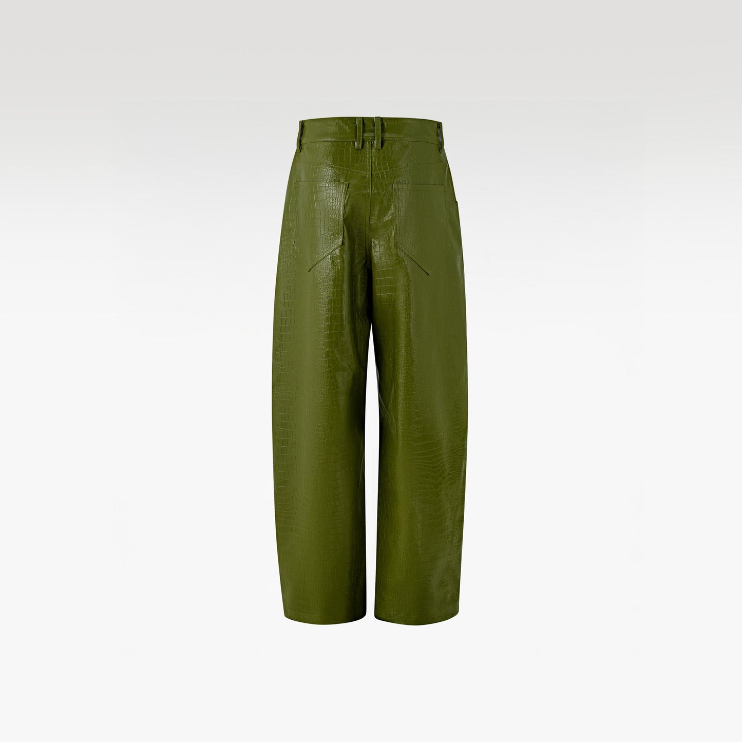 The Obsidian Cipher PU Leather Pants | Green Croc Faux Leather Fit