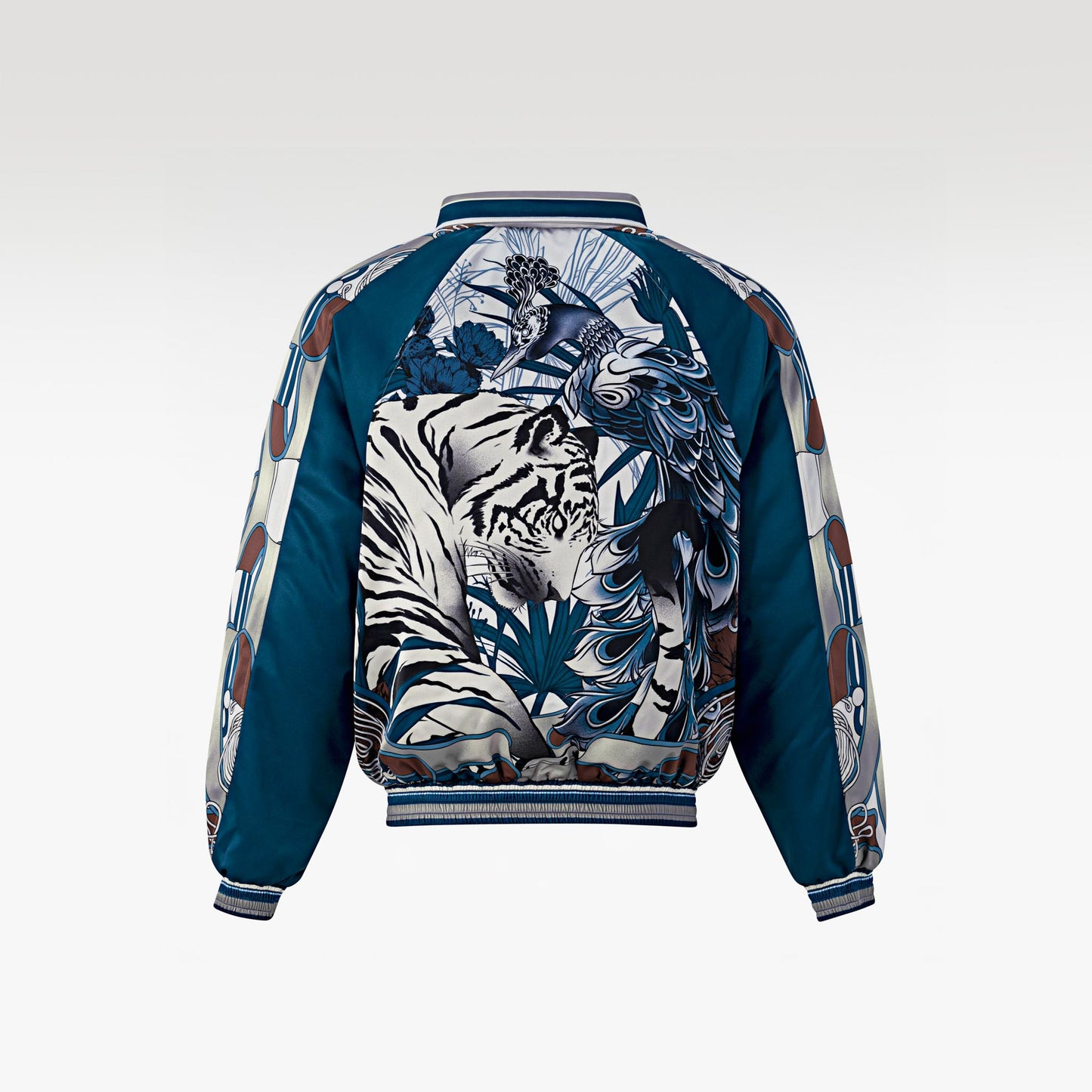 The Apex Safari Silk Bomber Jacket | Premium Satin Tropical Wildlife Print