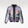 The Midnight Luxe Bomber Silk Jacket | Premium Silk Satin Tropical Twilight Scene Print