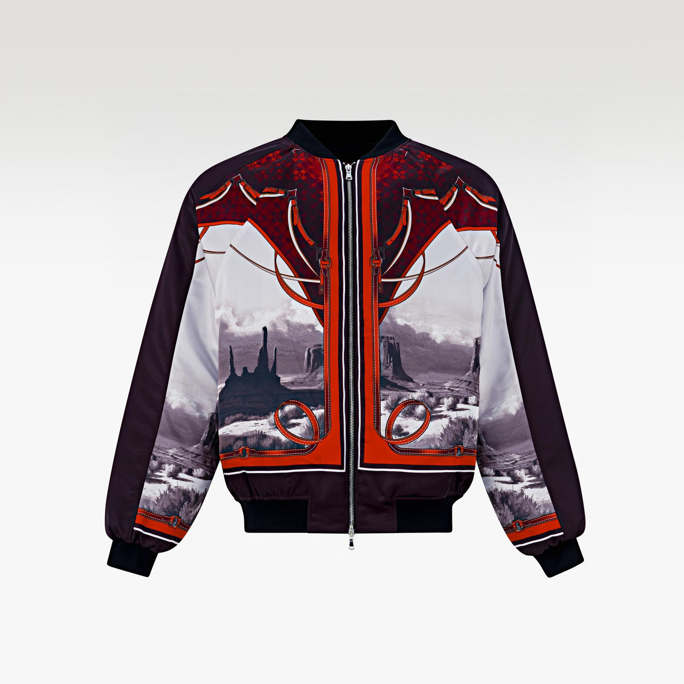The Monarch Bomber Jacket | Canyon Landscape Print Urban Harness Statement