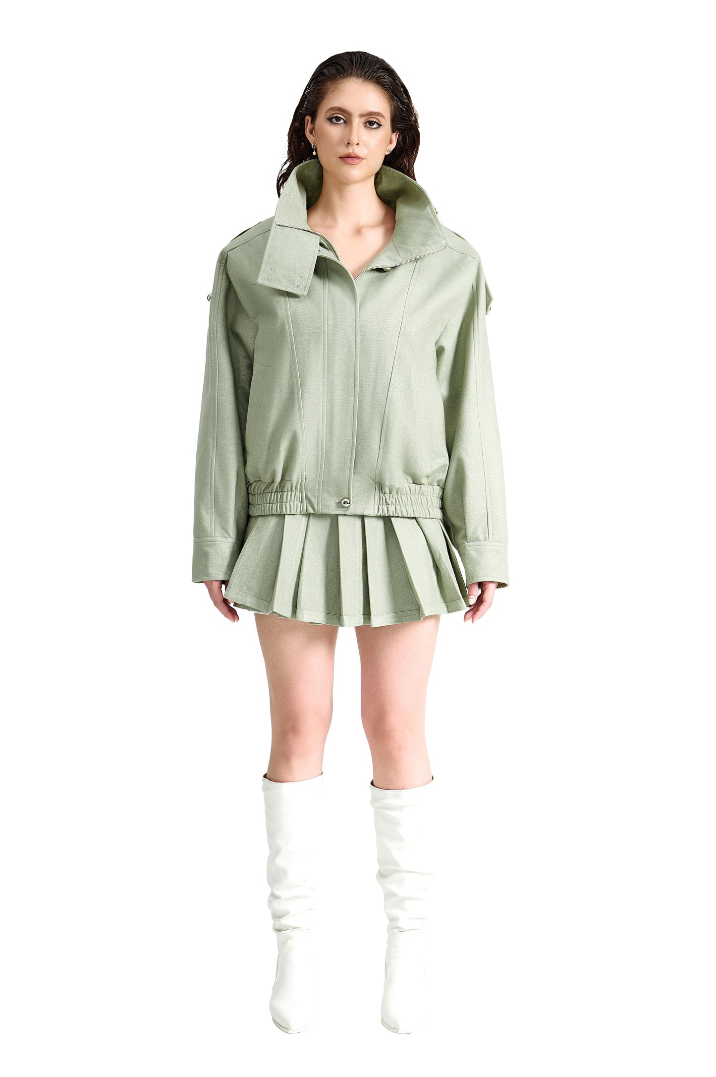 The Polyurethane Jacket | Structured High-Collar Streetwear Style Coat