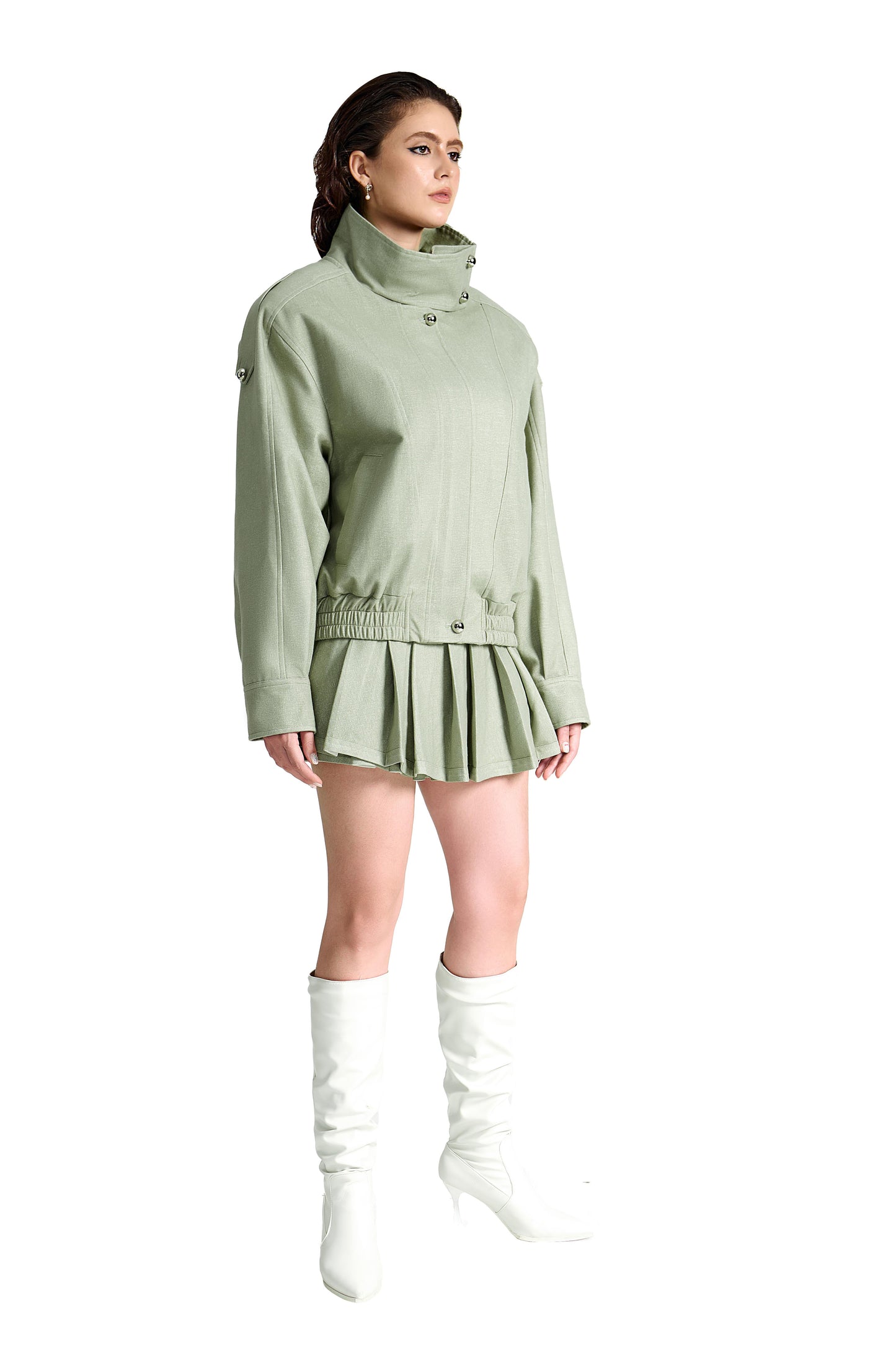 The Polyurethane Jacket | Structured High-Collar Streetwear Style Coat