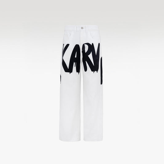 The Contrast Manifesto Kaki Pants | Bold Graffiti Wide-Leg Streetstyle Statement