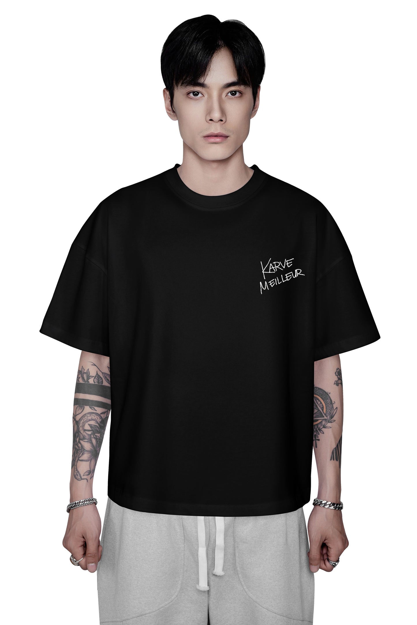 Violet Boxy T-Shirt | Boxy Fit Graphic Tee - Vintage Black Floral Gothic Streetwear Top