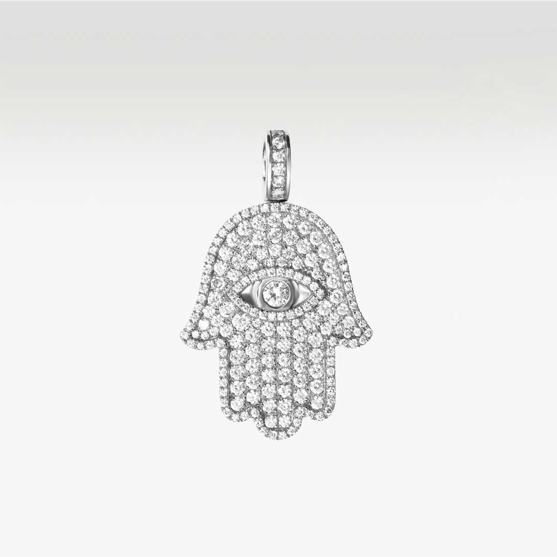 Karve Meilleur Hamsa Round Diamond Pendant