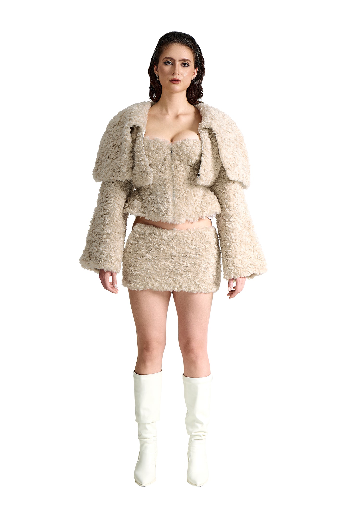 The Teddy Faux Fur Crop | Premium Caramel Textured Luxury Bolero