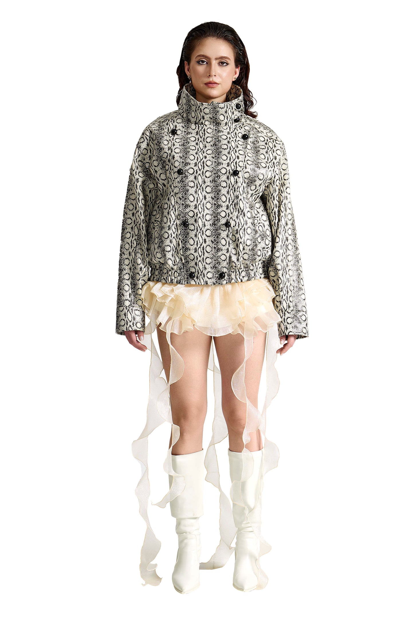 Obsidian Drift Skort | Premium Tiered Ribbon Luxury Skort