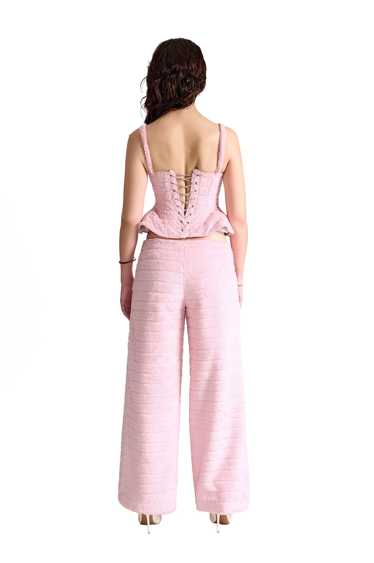 Magnolia Pants | Premium Dusty Pink Faux Fur Luxury Wide-Leg